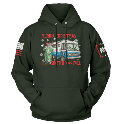 Men's Hoodie / Green / XS Merry Christmas Shitter was Full maga trump