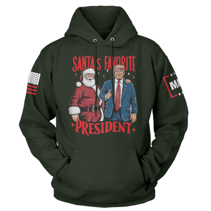 Men's Hoodie / Green / XS Santa's Favorite President maga trump