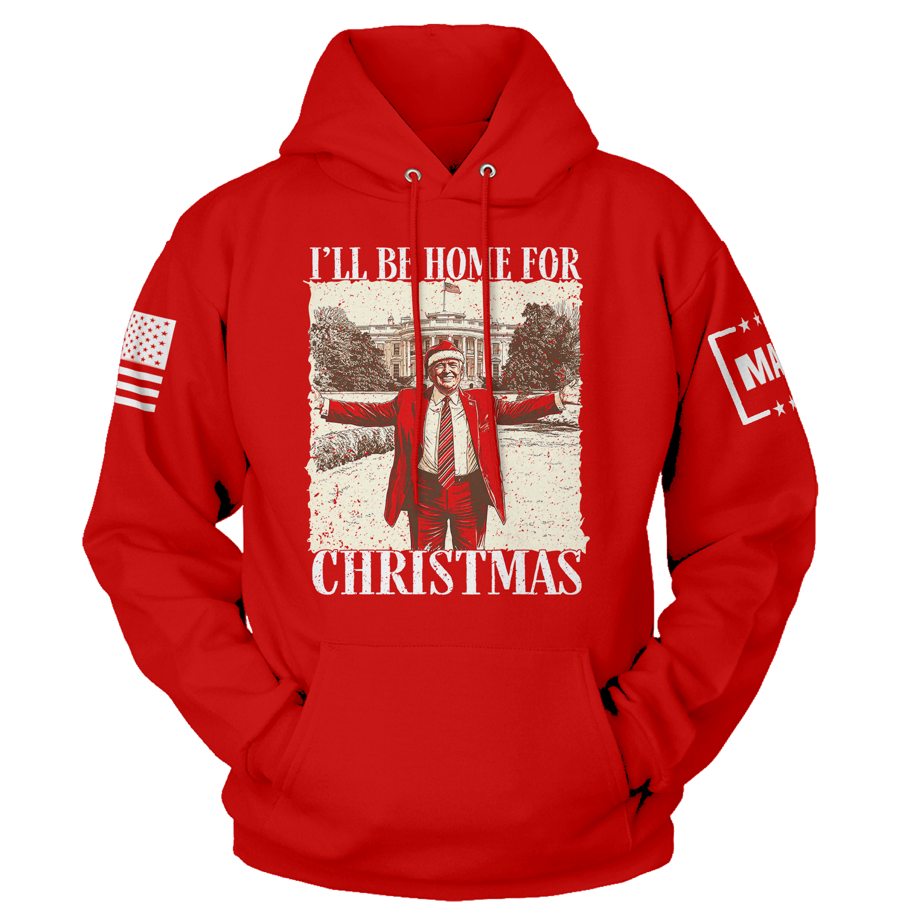 Men's Hoodie / Red / XS I'll be Home for Christmas 5 maga trump