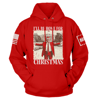 Men's Hoodie / Red / XS I'll be Home for Christmas 5 maga trump