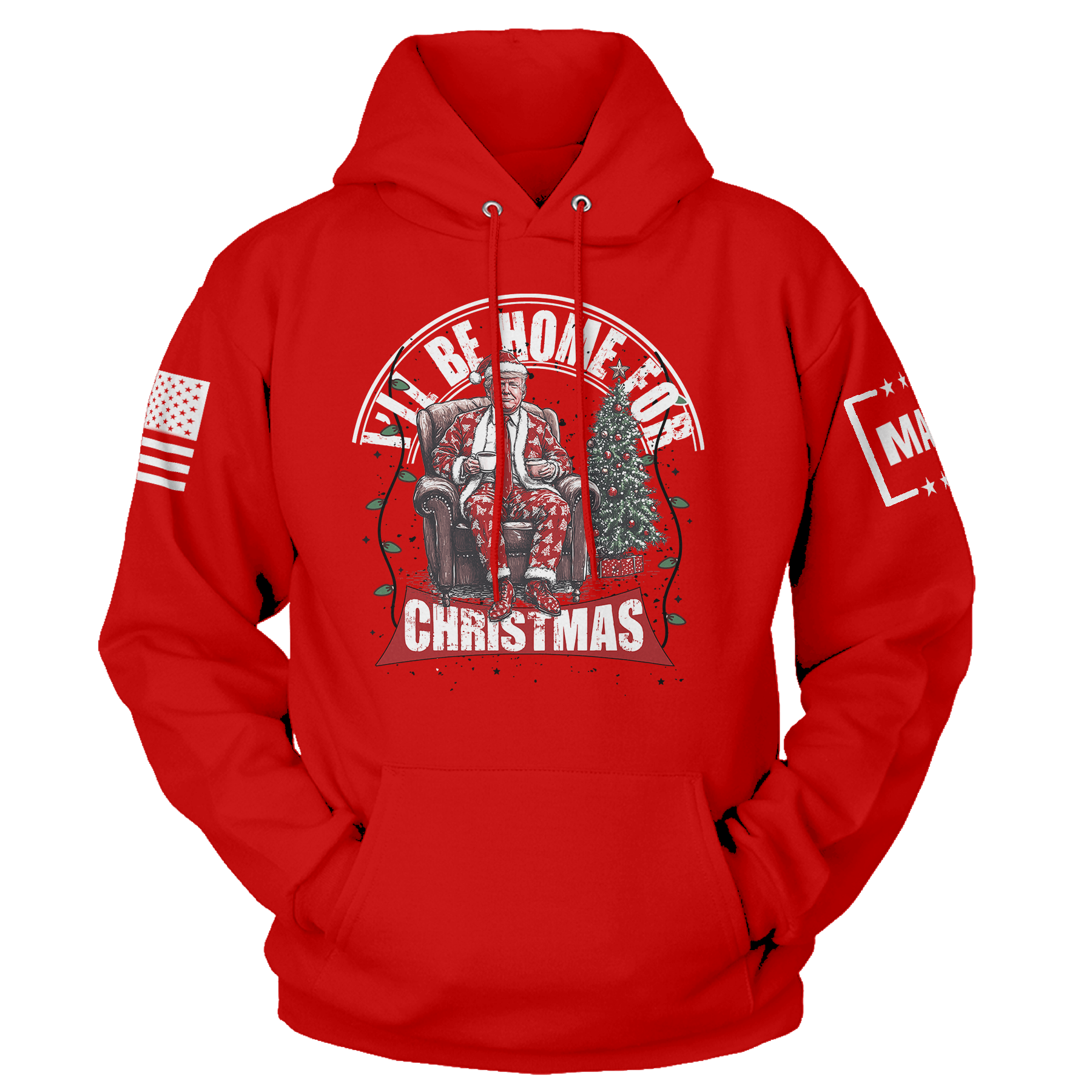 Men's Hoodie / Red / XS I'll be Home for Christmas 6 maga trump