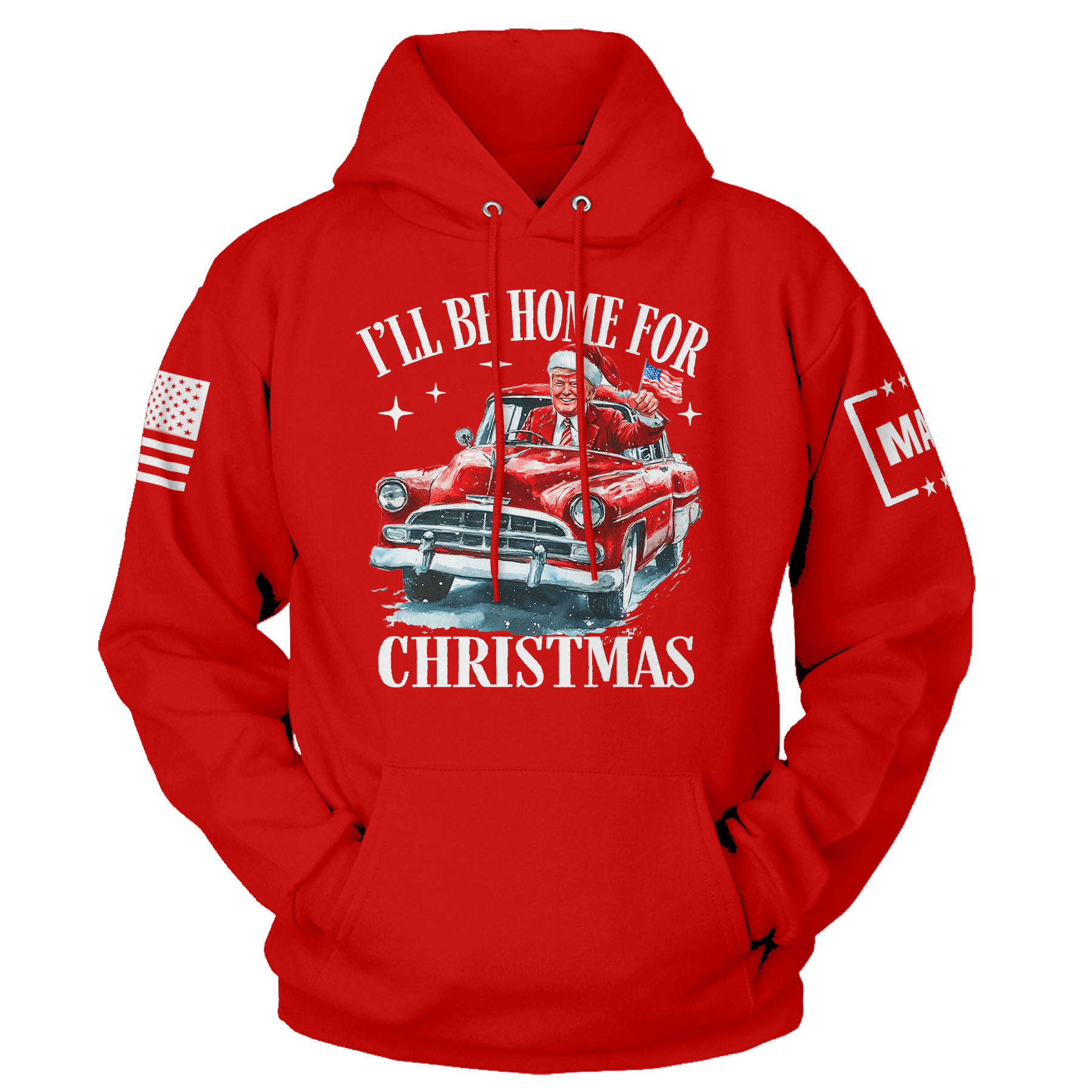 Men's Hoodie / Red / XS Ill be Home for Christmas maga trump