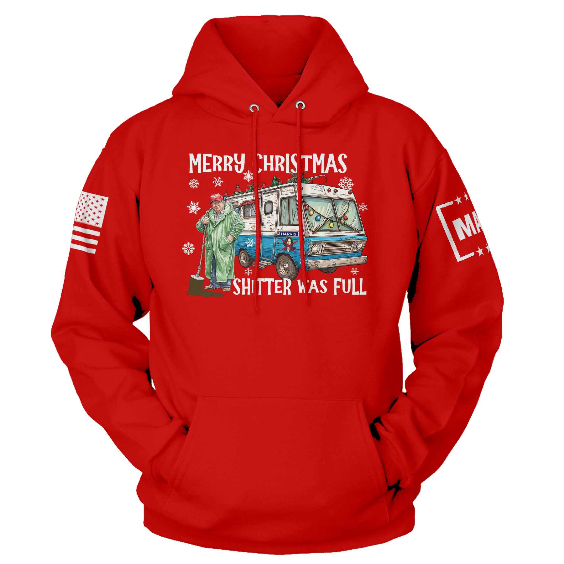 Men's Hoodie / Red / XS Merry Christmas Shitter was Full maga trump