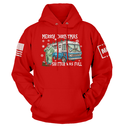 Men's Hoodie / Red / XS Merry Christmas Shitter was Full maga trump