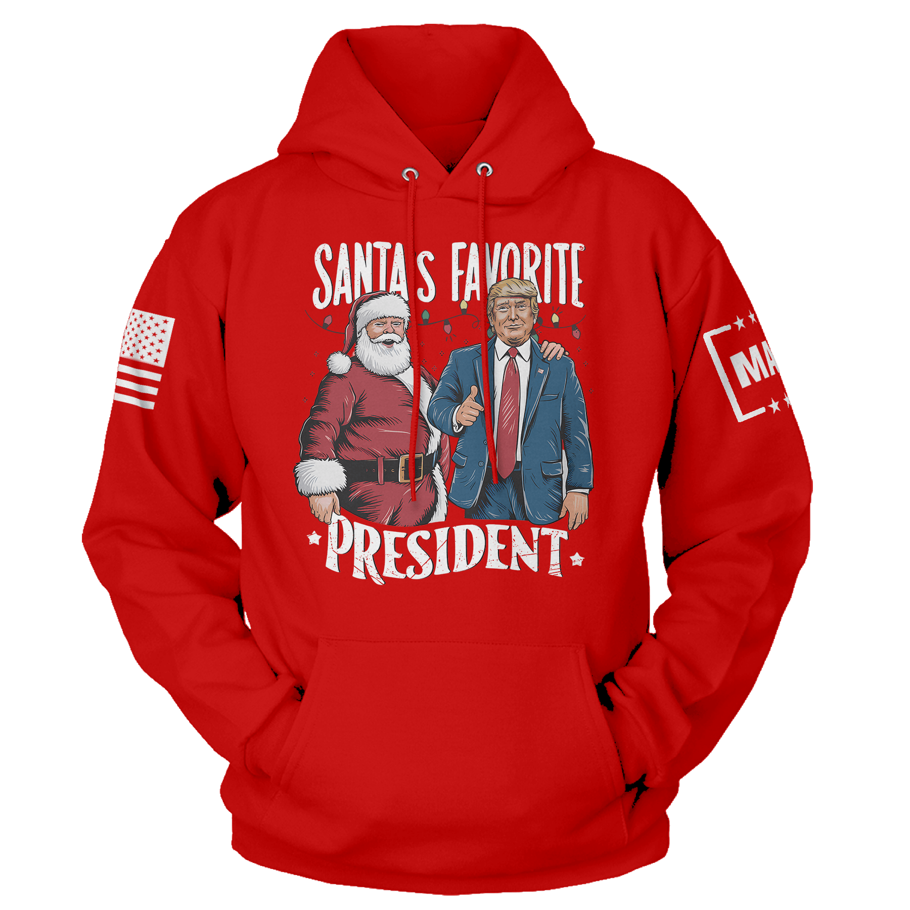 Men's Hoodie / Red / XS Santa's Favorite President maga trump