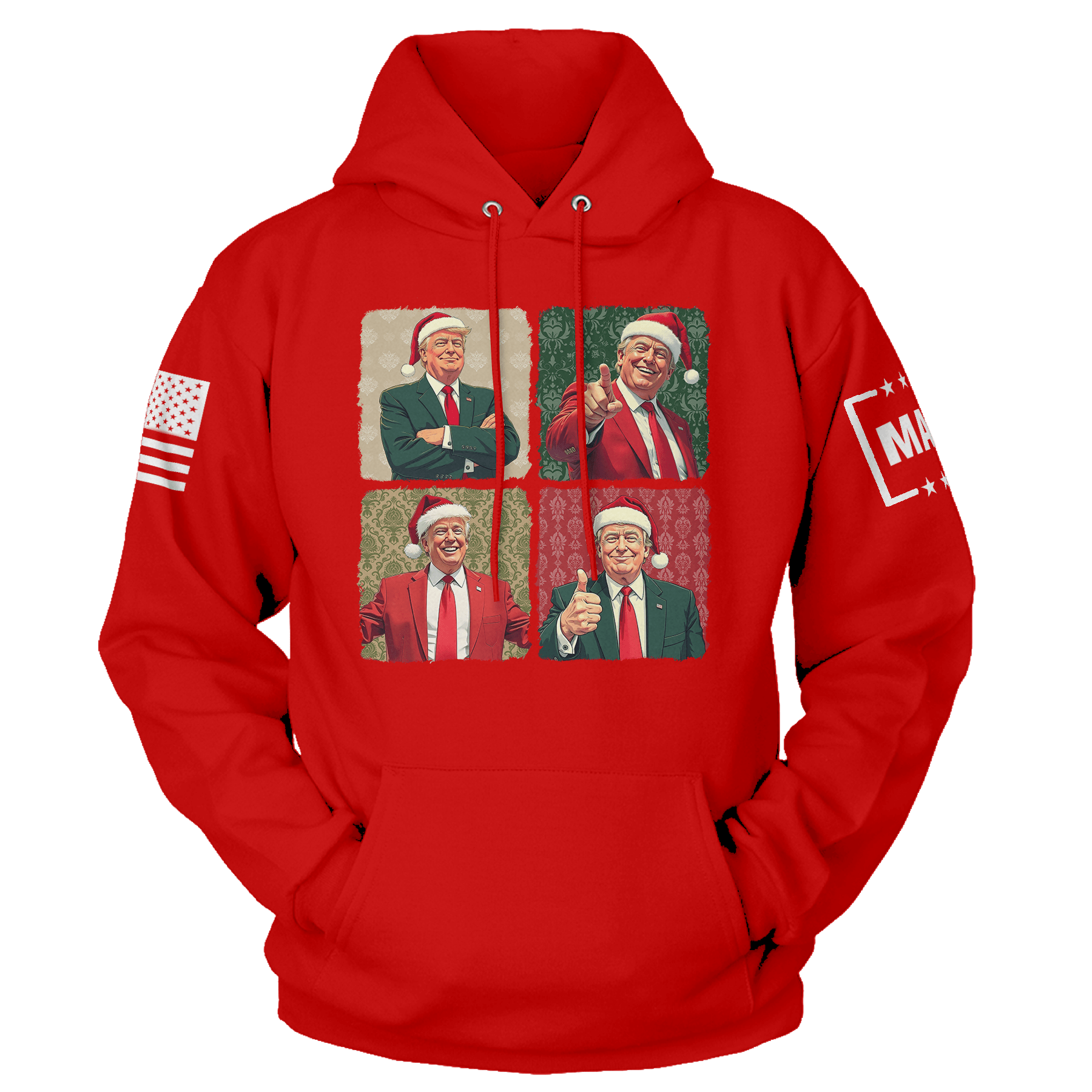 Men's Hoodie / Red / XS Santa Trump maga trump