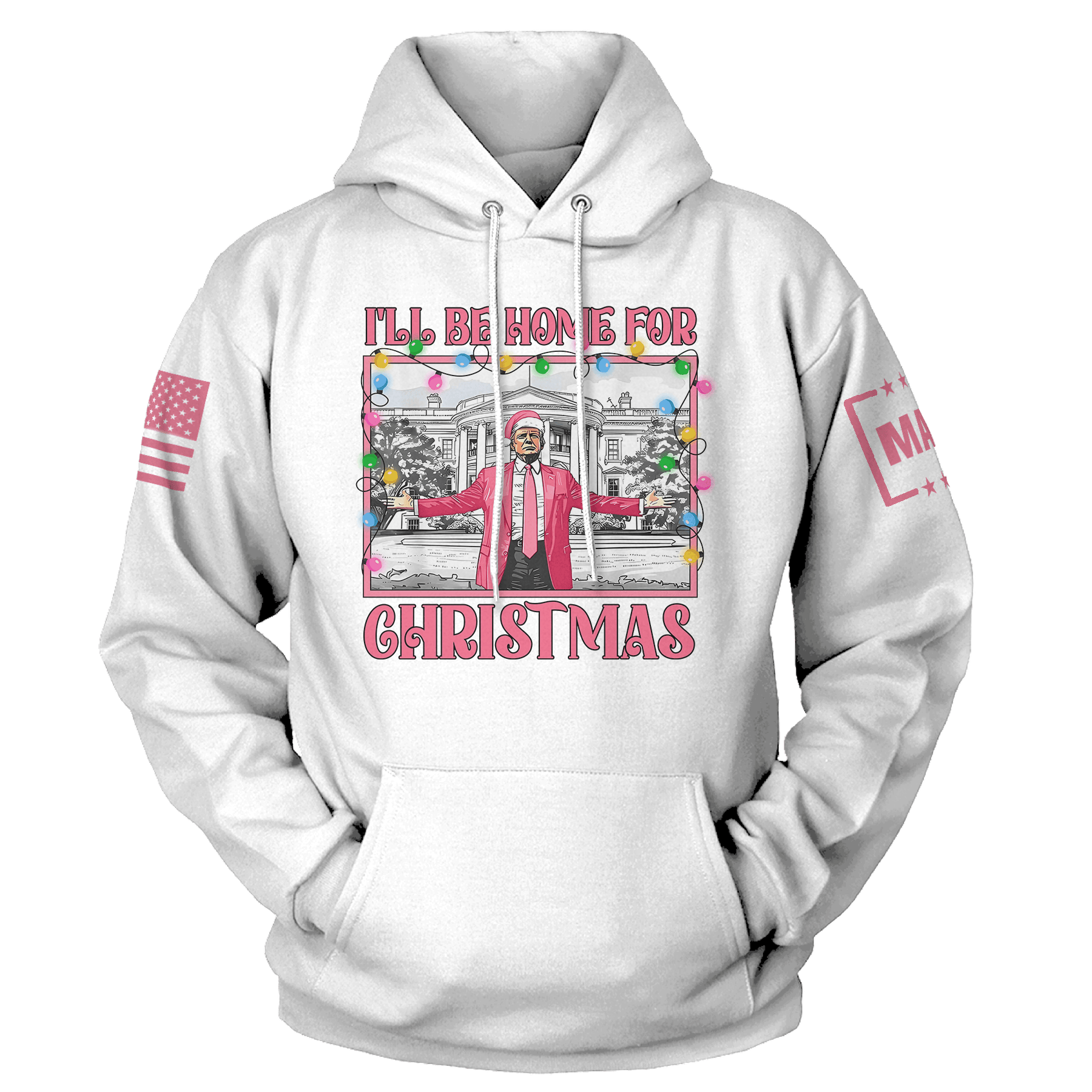 Men's Hoodie / White / S I'll be Home for Christmas 2 Hoodie maga trump