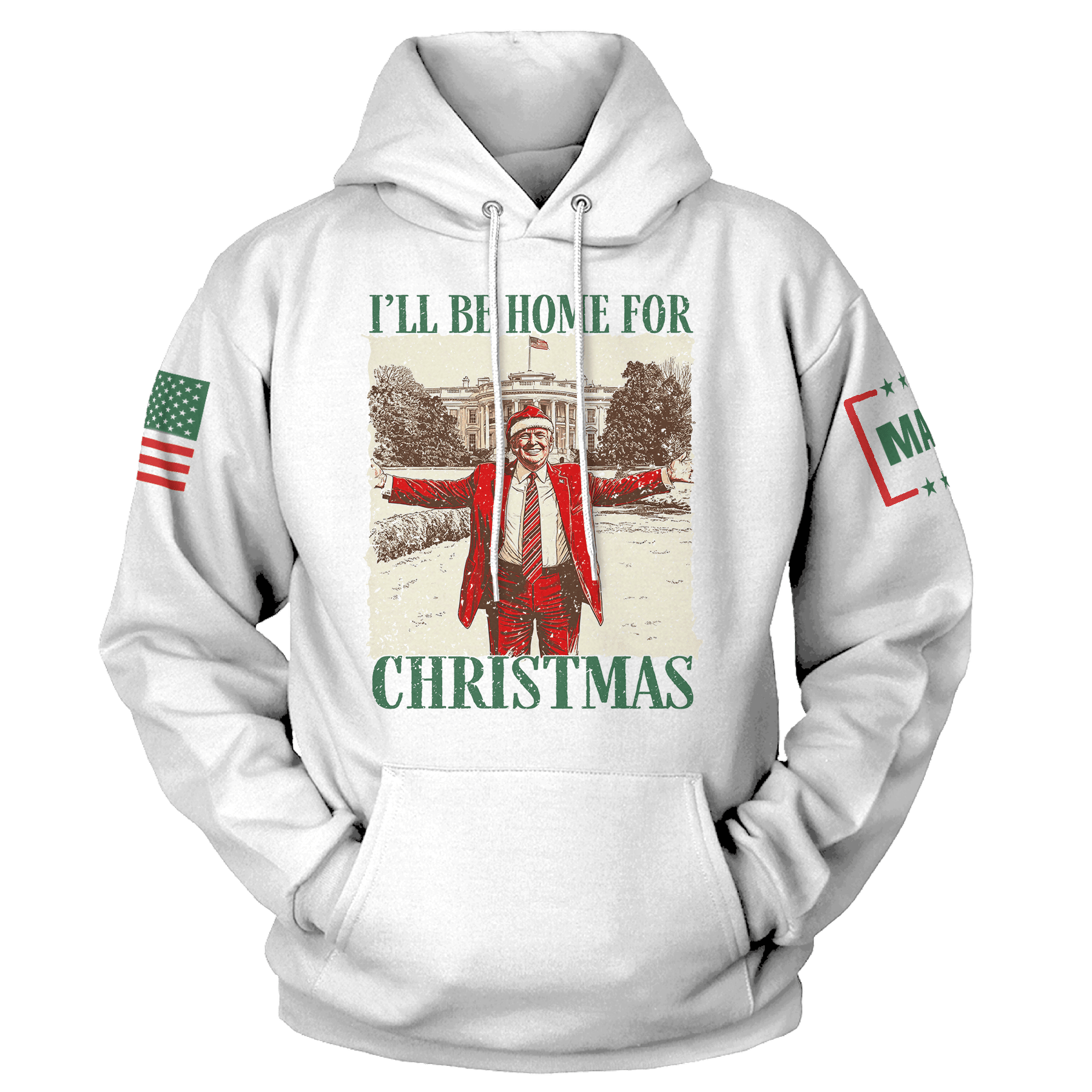 Men's Hoodie / White / S I'll be Home for Christmas 5 Hoodie maga trump