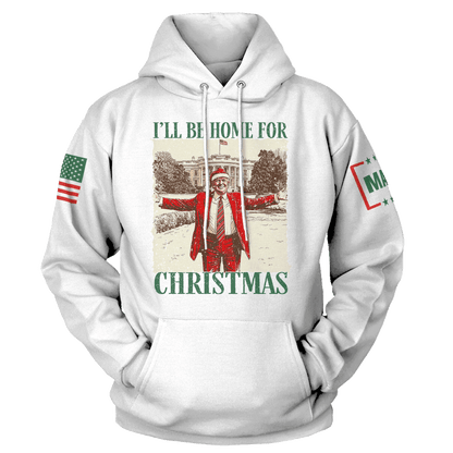 Men's Hoodie / White / S I'll be Home for Christmas 5 Hoodie maga trump