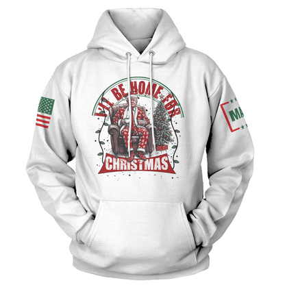 Men's Hoodie / White / S I'll be Home for Christmas 6 Hoodie maga trump