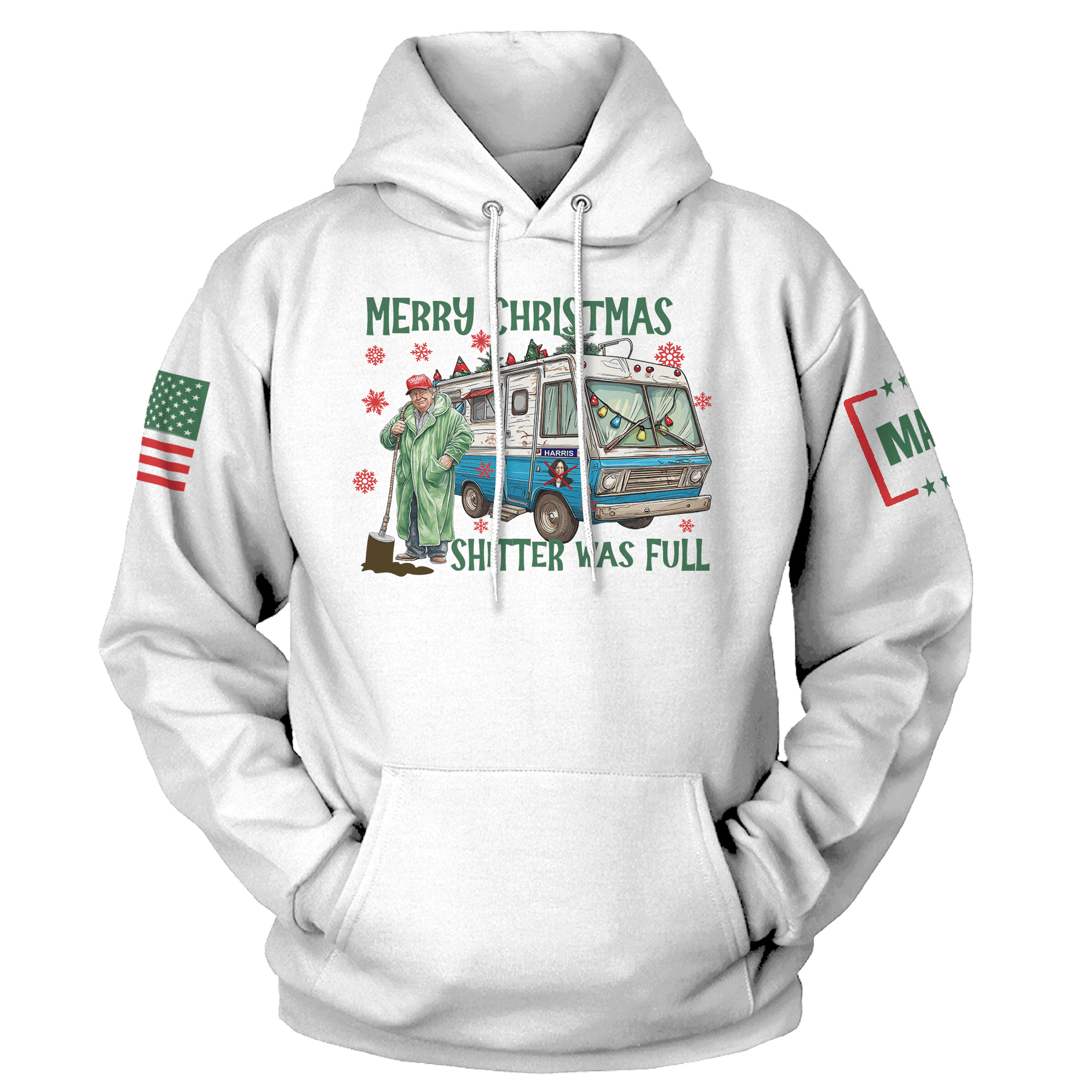 Men's Hoodie / White / S Merry Christmas Shitter was Full Hoodie maga trump