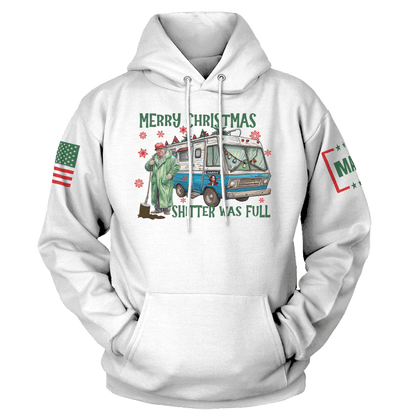 Men's Hoodie / White / S Merry Christmas Shitter was Full Hoodie maga trump