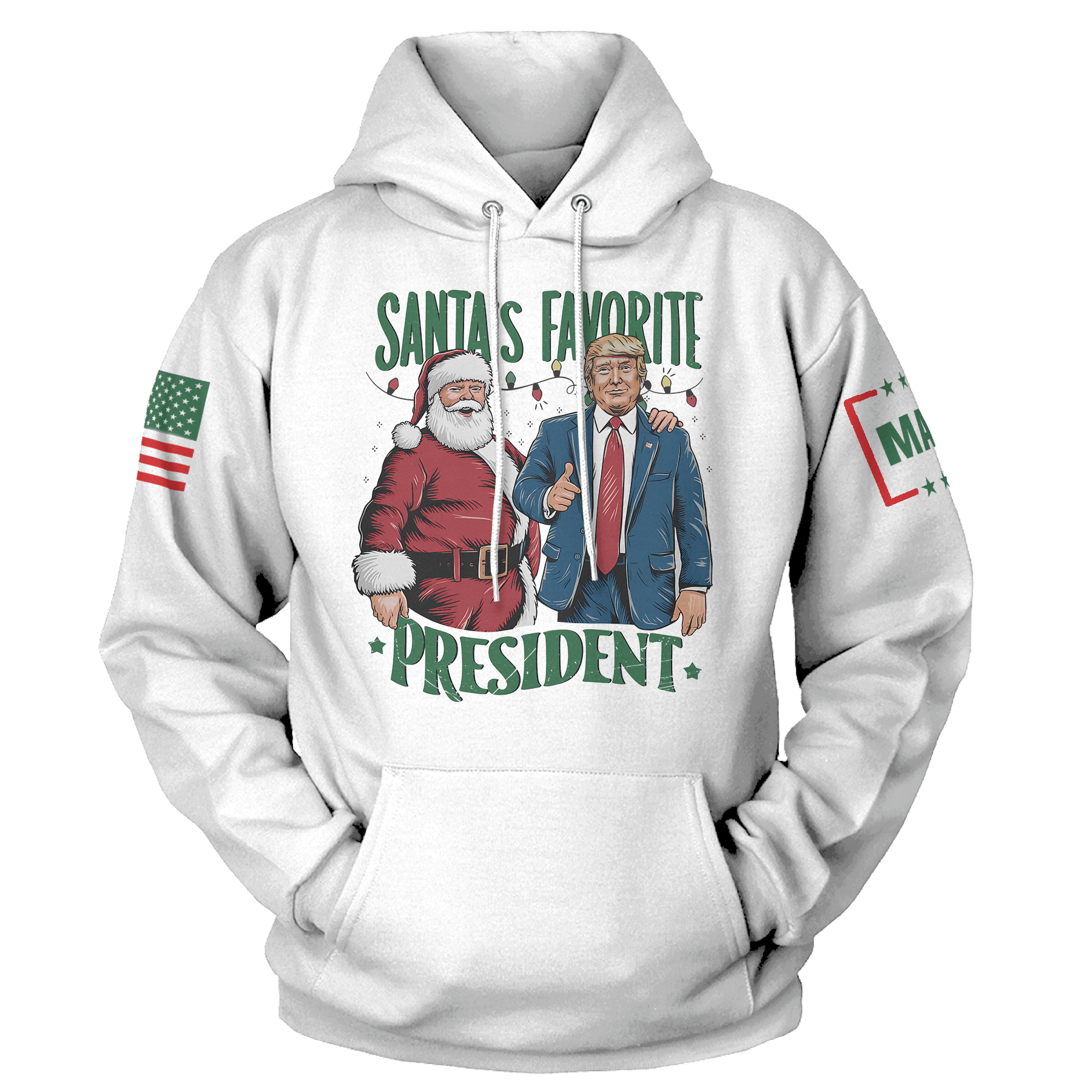 Men's Hoodie / White / S Santa's Favorite President Hoodie maga trump