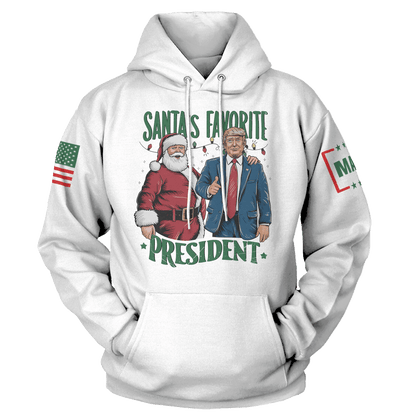 Men's Hoodie / White / S Santa's Favorite President Hoodie maga trump
