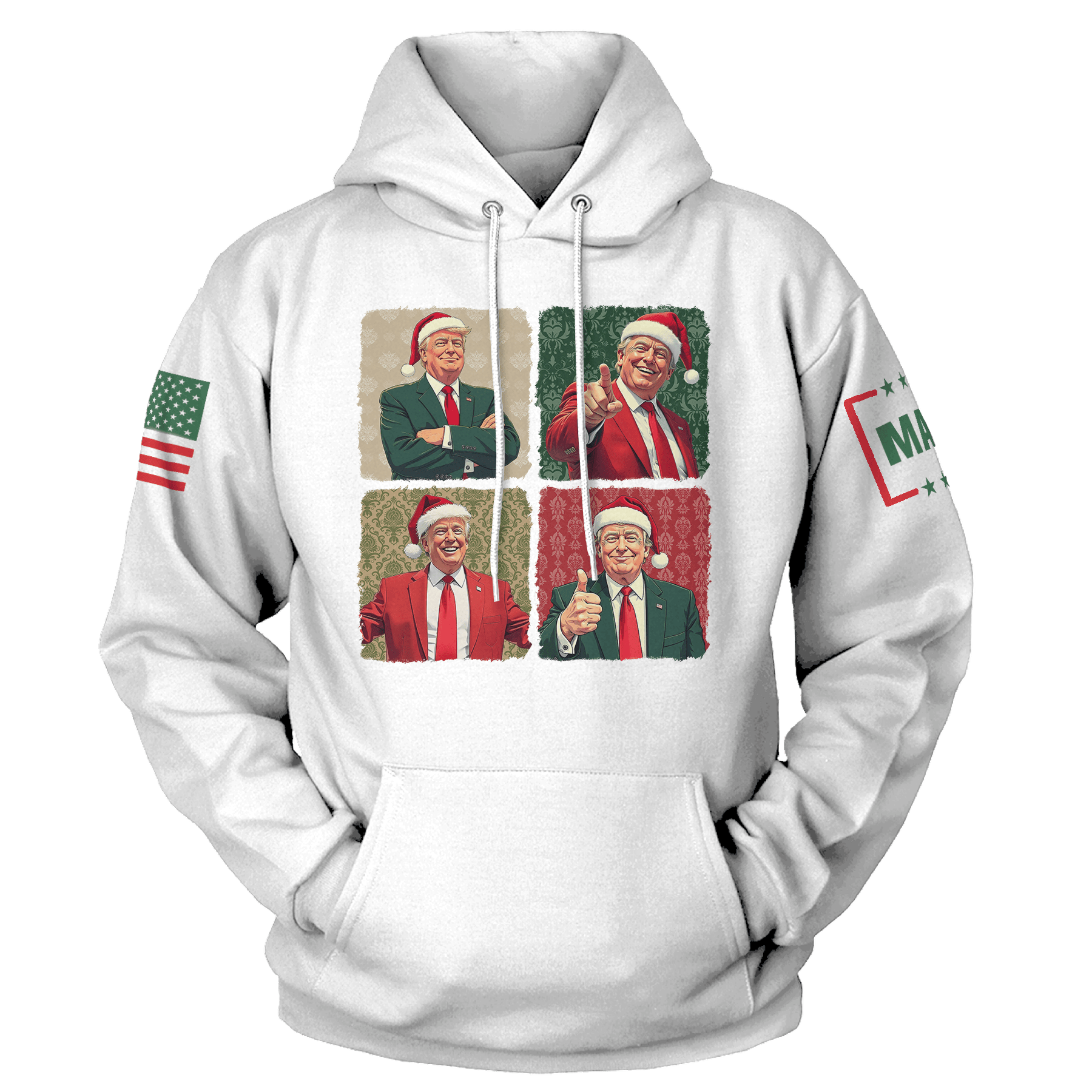 Men's Hoodie / White / S Santa Trump Hoodie maga trump