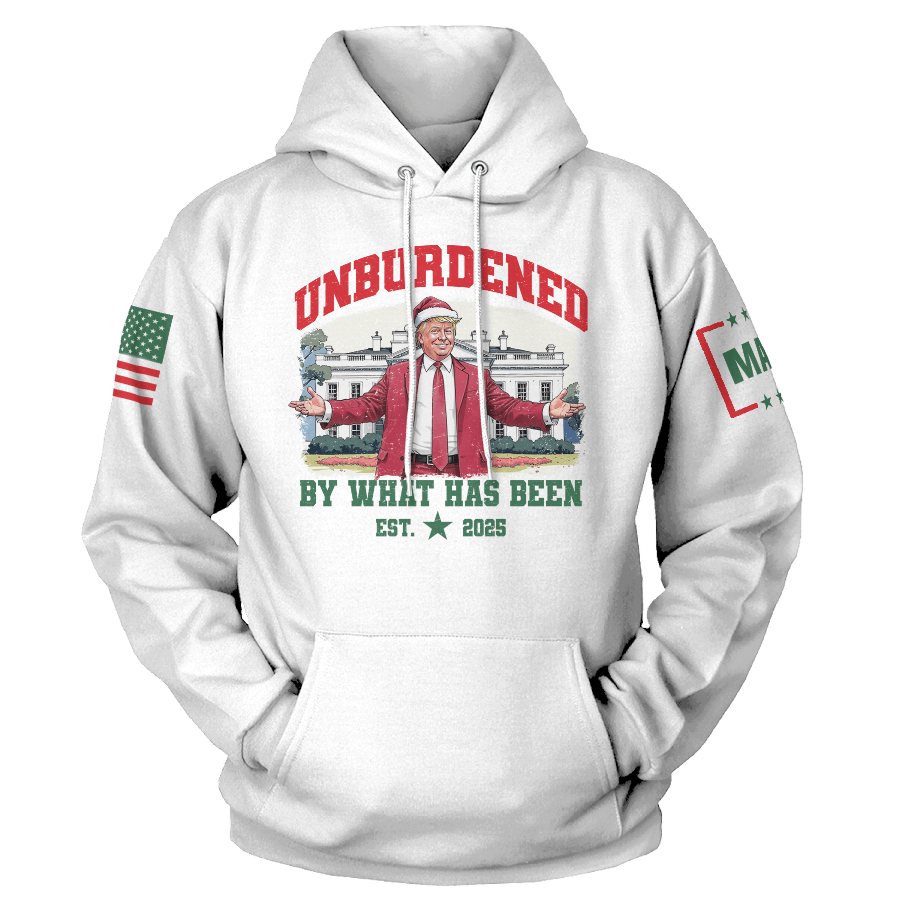 Men's Hoodie / White / S Unburdened by What Has Been Hoodie - Christmas maga trump