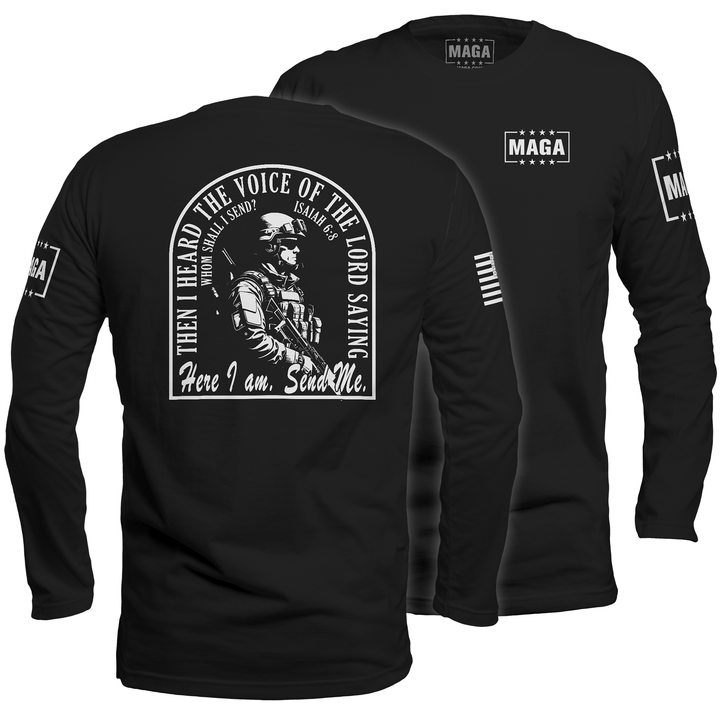 Men's Long Sleeve / Black / S Send Me maga trump