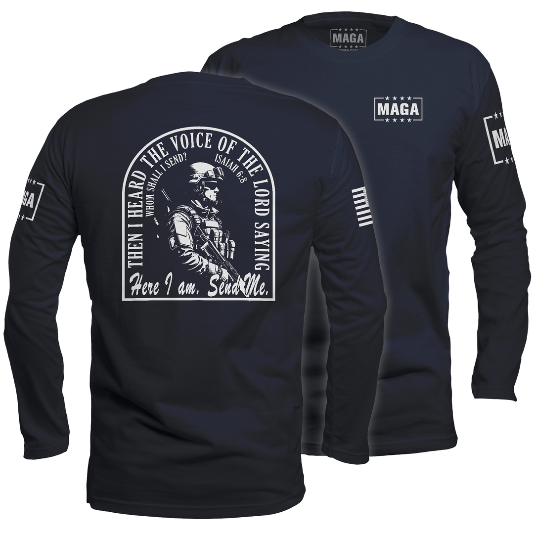 Men's Long Sleeve / Navy / S Send Me maga trump