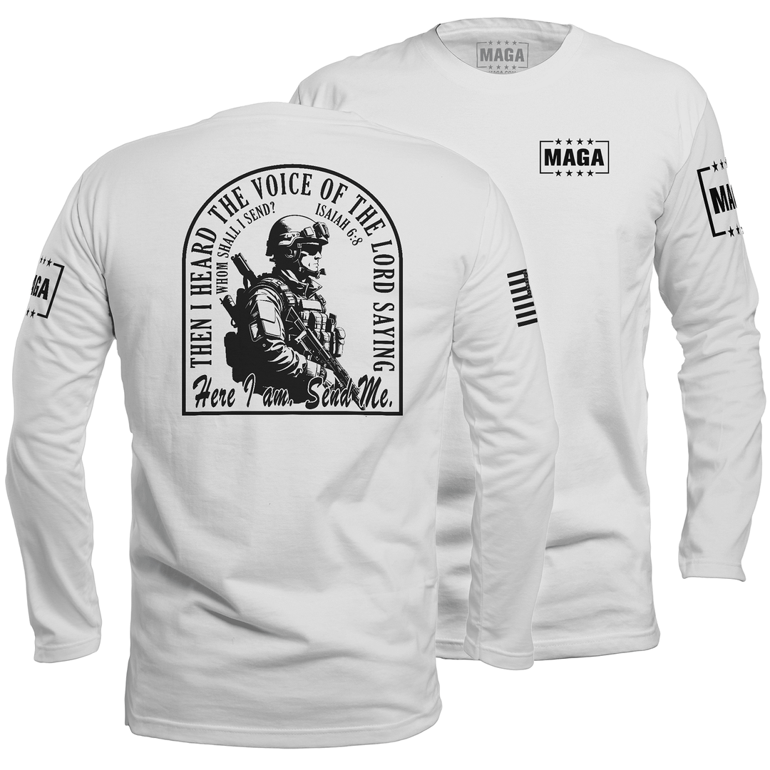 Men's Long Sleeve / White / S Send Me maga trump