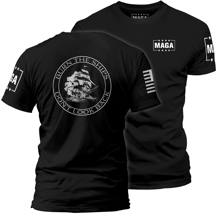 Men's Shirt / Black / XS Burn the Ships maga trump