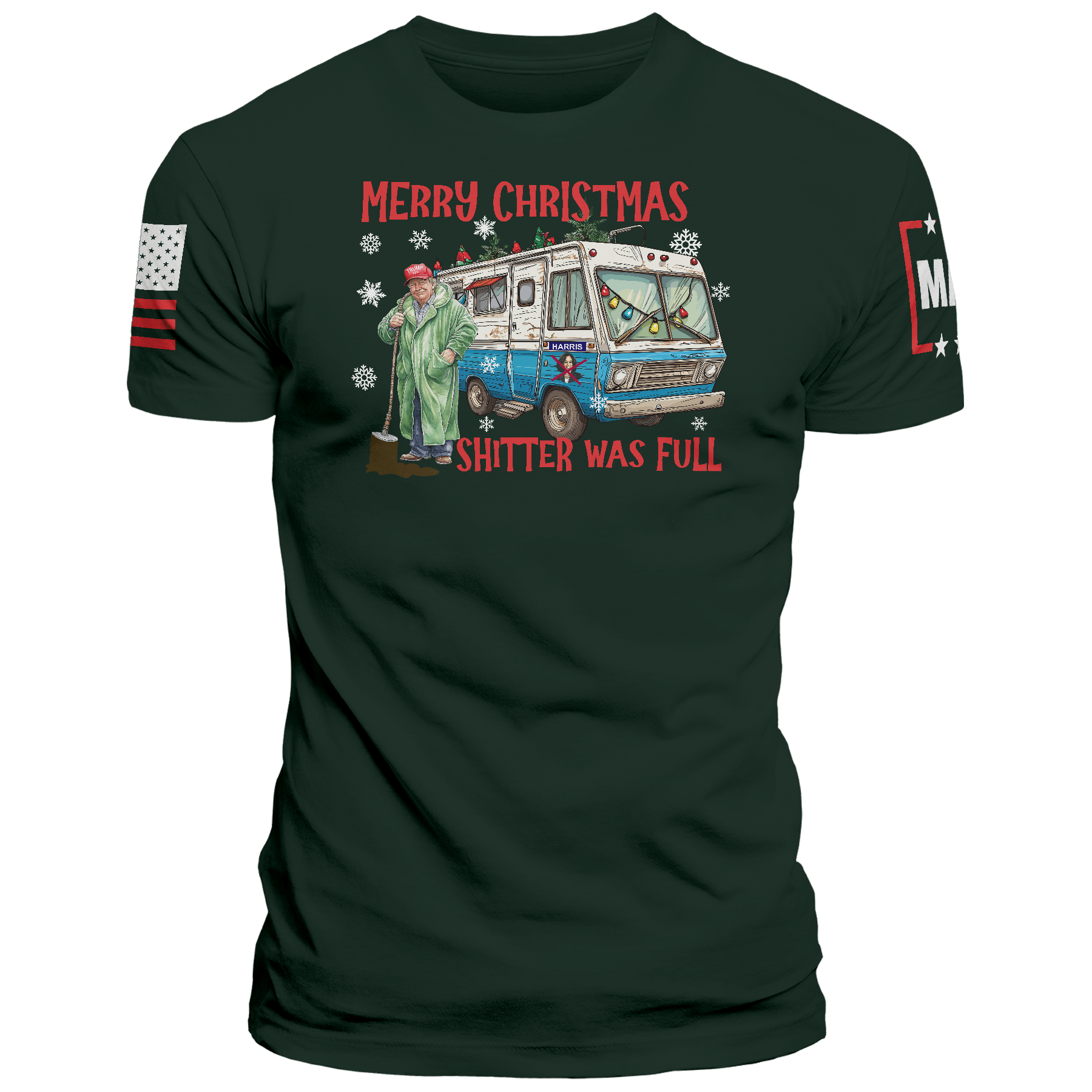 Men's Shirt / Green / XS Merry Christmas Shitter was Full maga trump