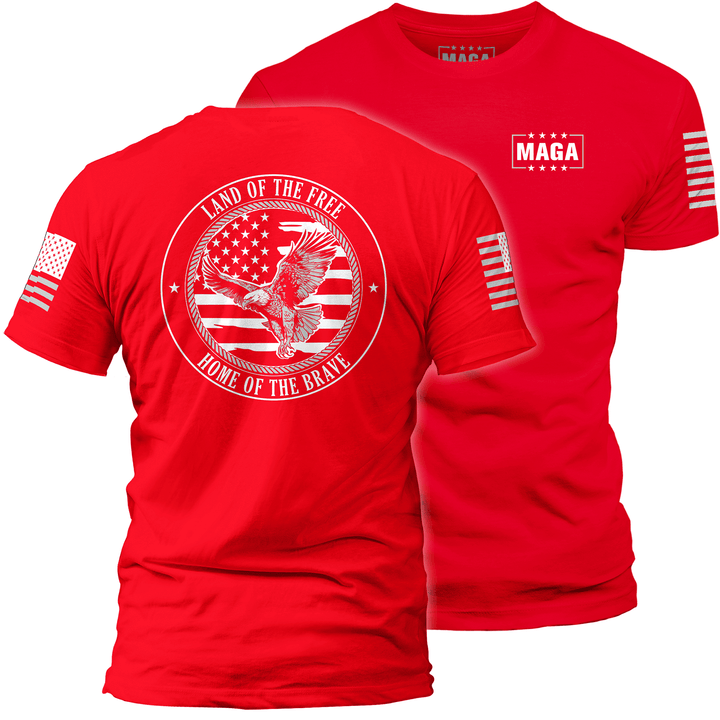 Men's Shirt / Red / XS Land of the Free Home of the Brave Eagle maga trump