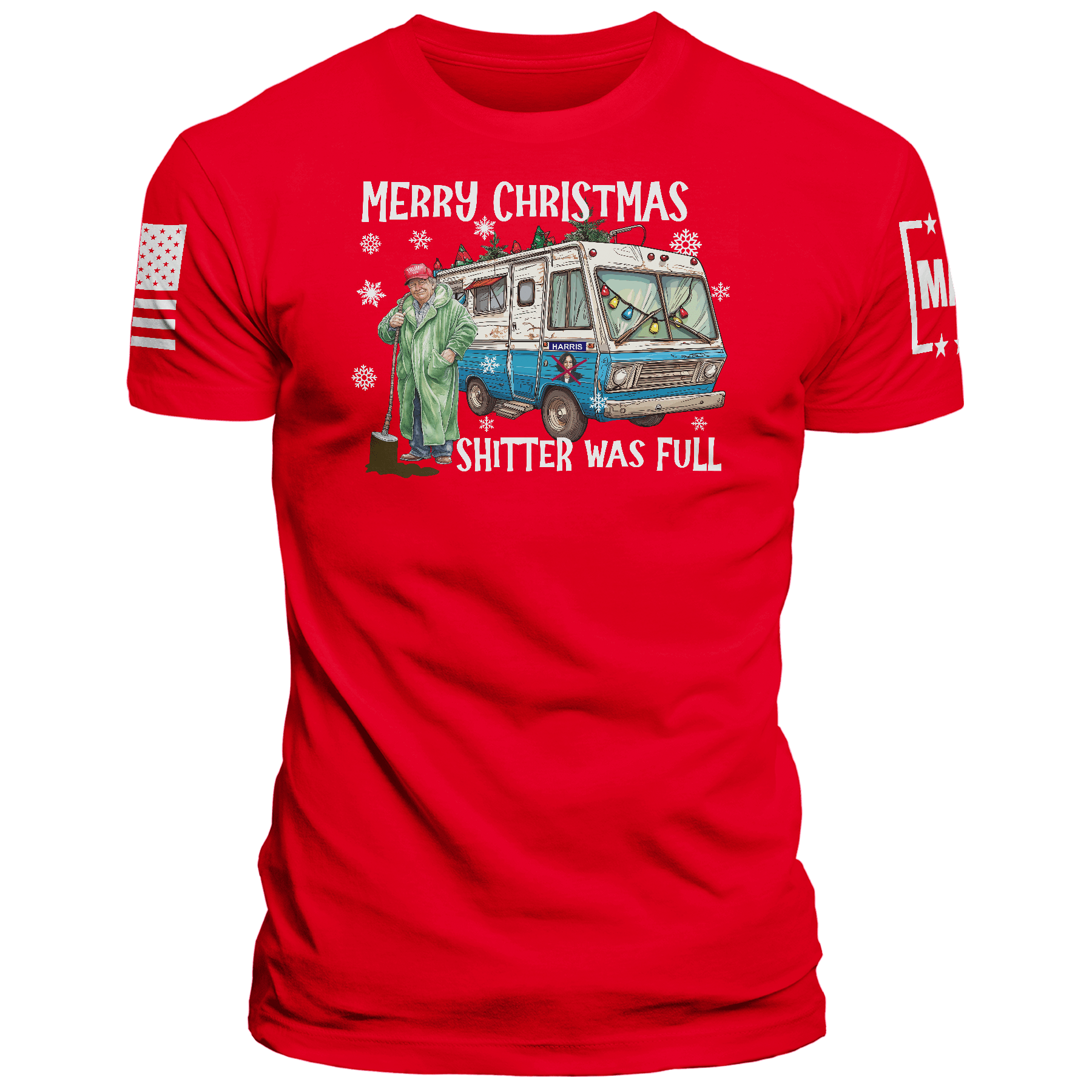 Men's Shirt / Red / XS Merry Christmas Shitter was Full maga trump