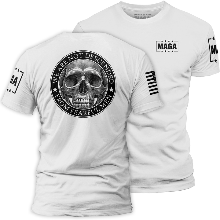 Men's Shirt / White / XS We are not Descended Skull maga trump