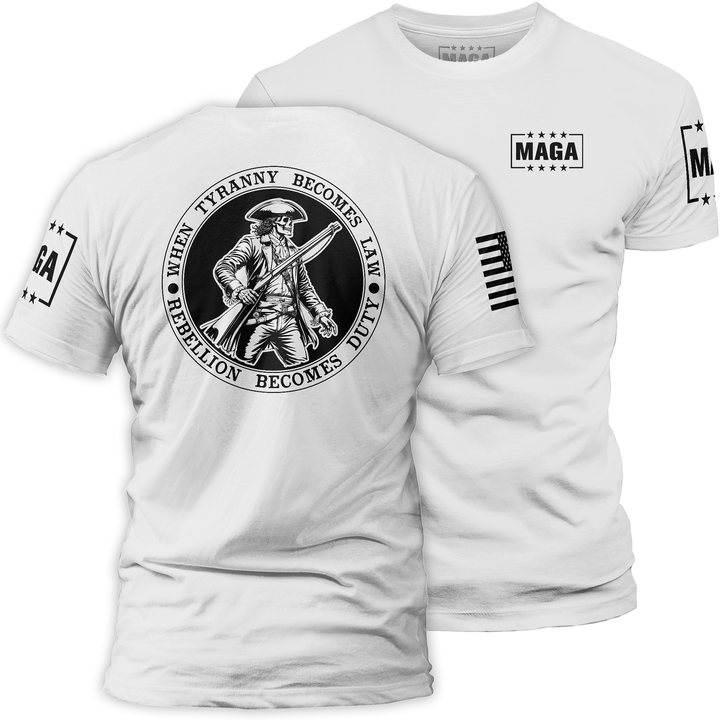 Men's Shirt / White / XS When Tyranny Become Law Patriot maga trump