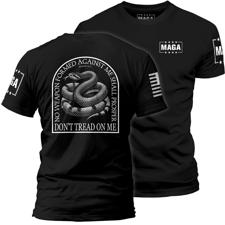 Men's Tee / Black / XS No Weapon Formed Against Me - Don't Tread On Me maga trump