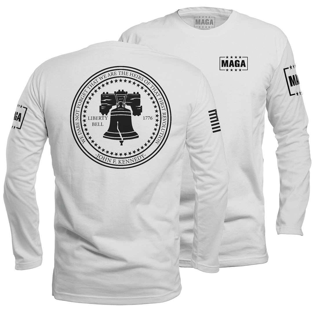 Mens Long Sleeve / White / S Liberty Bell Kennedy Quote maga trump