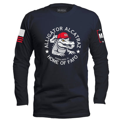 Navy / S Alligator Alcatraz - Home of FAFO Long Sleeve maga trump
