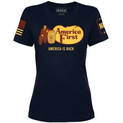 Navy / S America is Back Ladies Tee maga trump