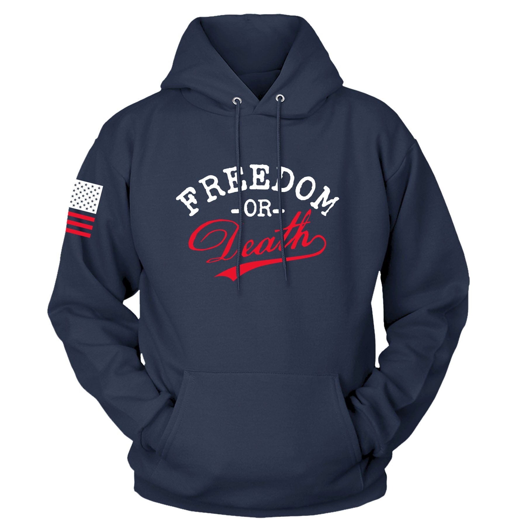 Navy / S Freedom or Death Hoodie maga trump