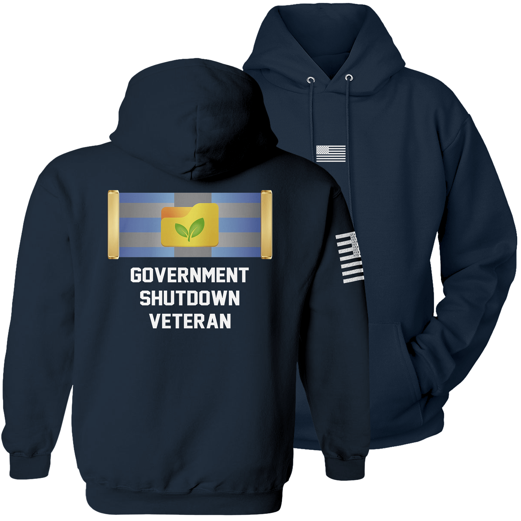 Navy / S Government Shutdown Veteran Hoodie maga trump