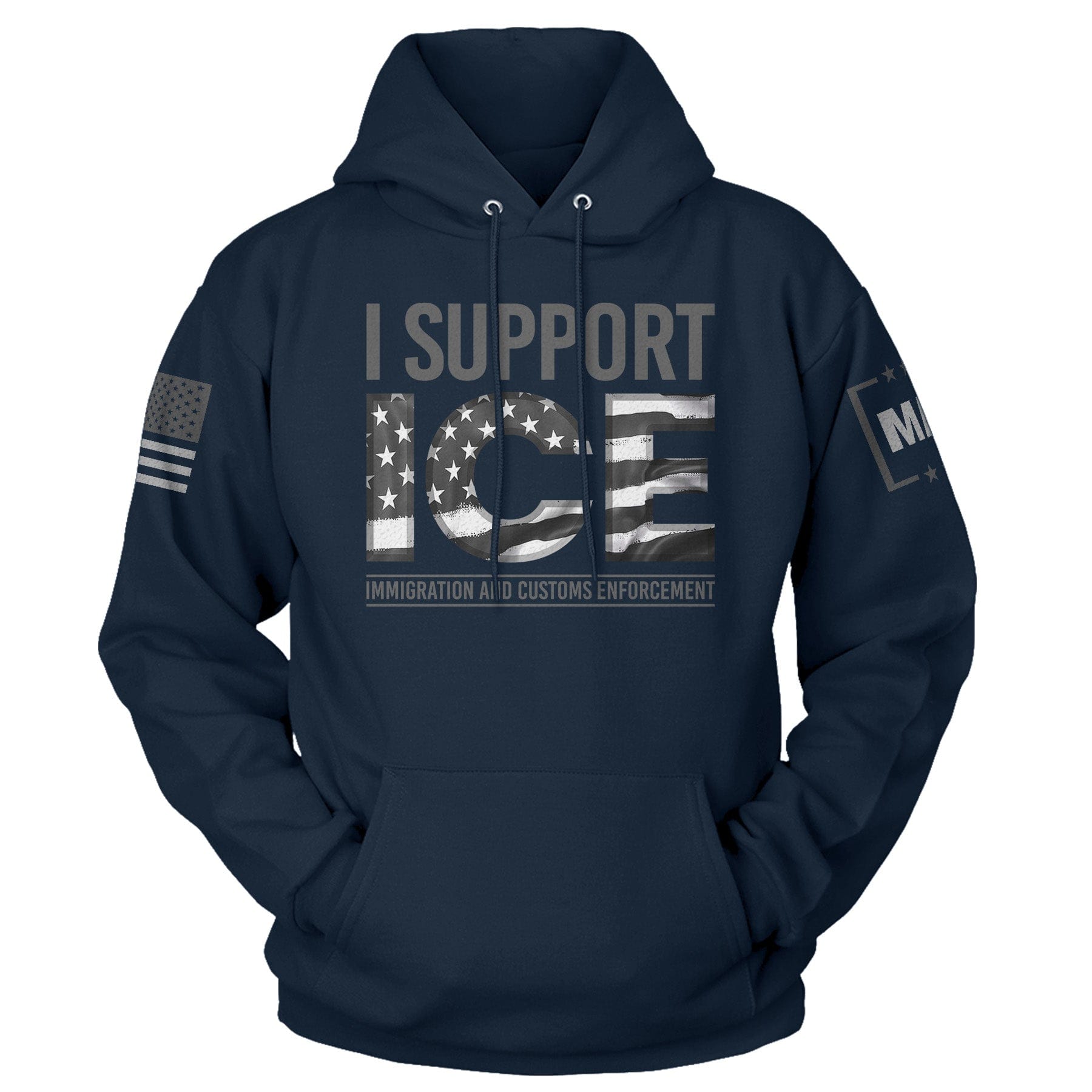 Navy / S I Support ICE Hoodie maga trump
