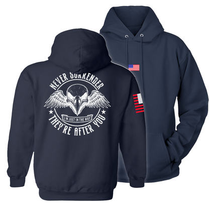 Navy / S Never Surrender Hoodie maga trump