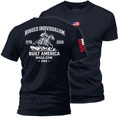 Navy / S Rugged Individualism Built America maga trump