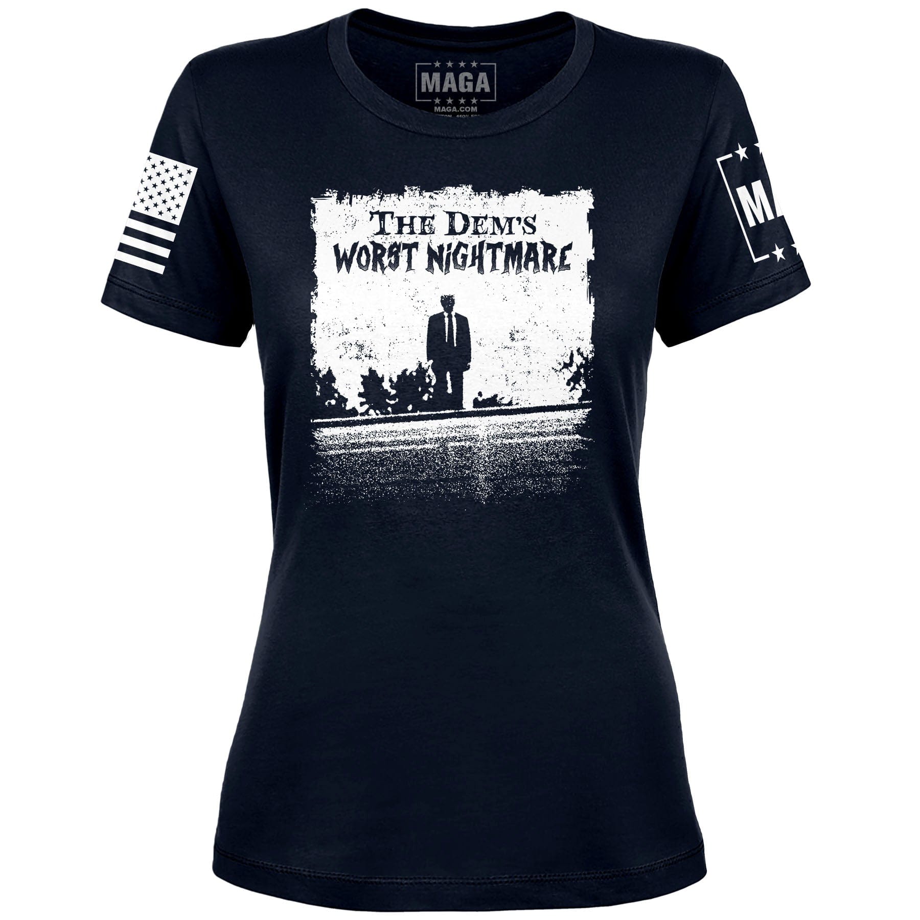 Navy / S The Dems Nightmare Ladies Tee maga trump