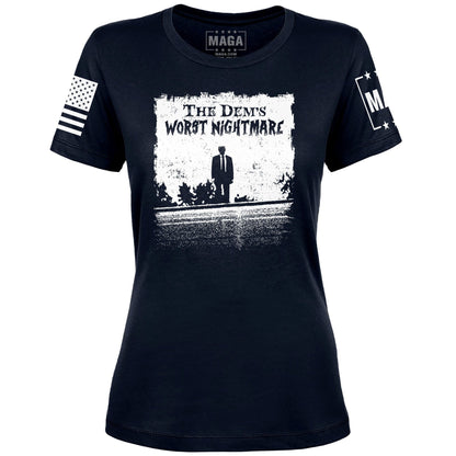 Navy / S The Dems Nightmare Ladies Tee maga trump
