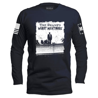 Navy / S The Swamps Nightmare Long Sleeve maga trump