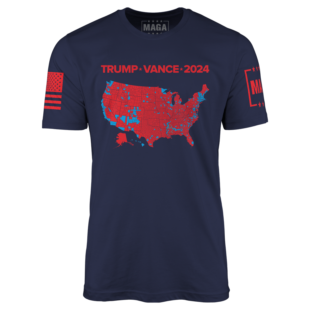 Navy / S Trump Vance 2024 Electoral Map - Moisture Wicking T-shirt maga trump