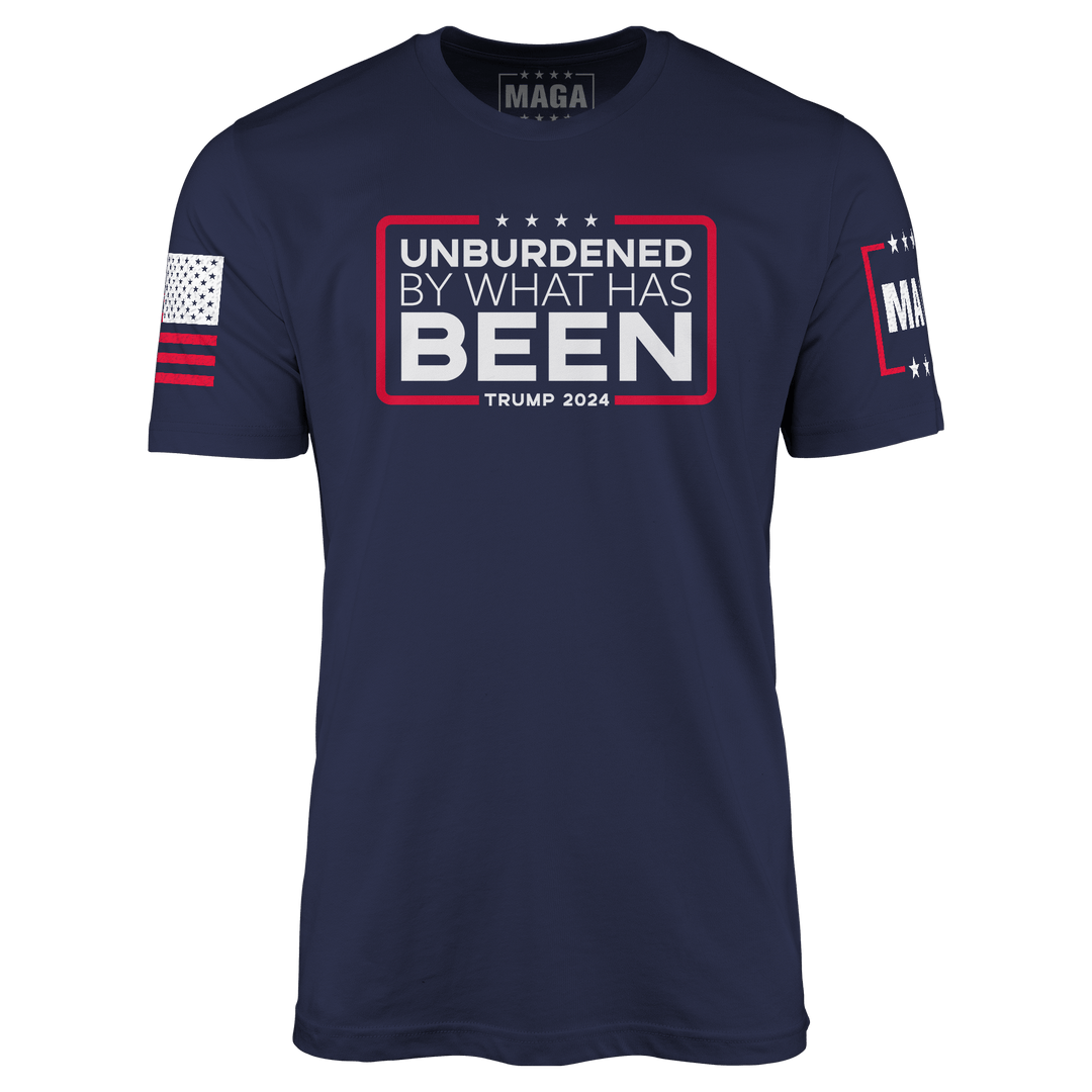 Navy / S Unburdened by What Has Been - Moisture Wicking T-shirt maga trump