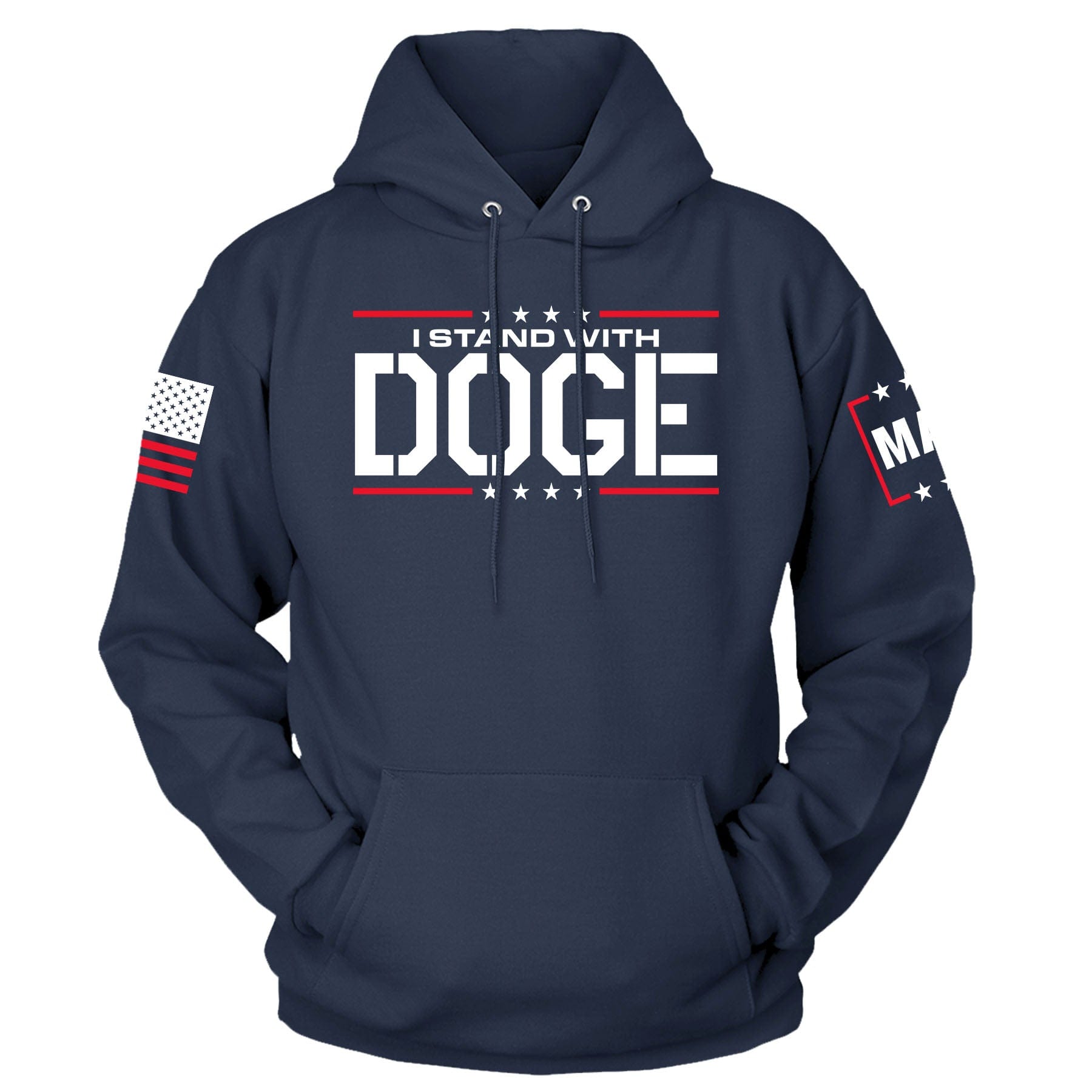 Navy / XS I Stand With DOGE Hoodie maga trump