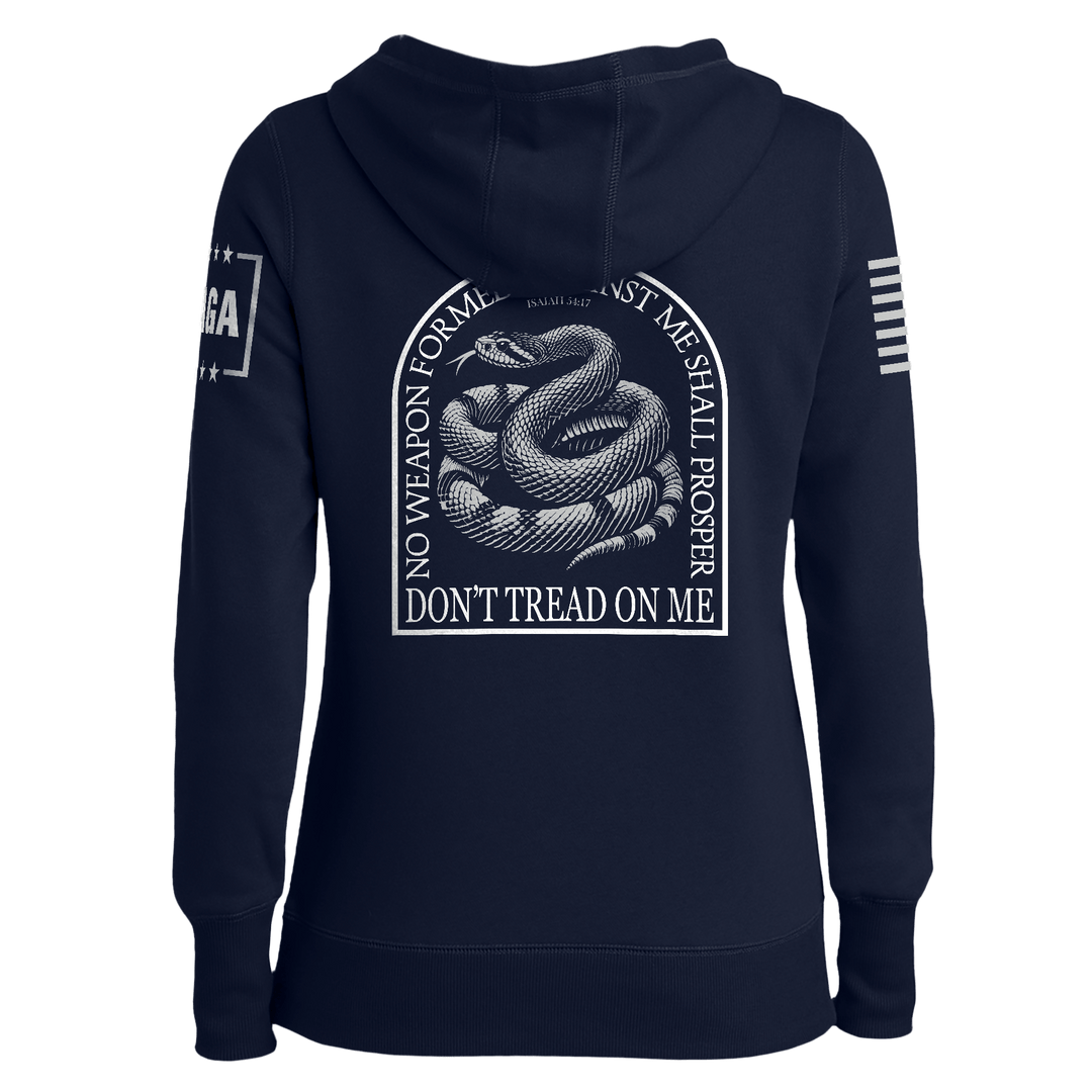 No Weapon Formed Against Me - Don't Tread On Me Ladies Hoodie maga trump