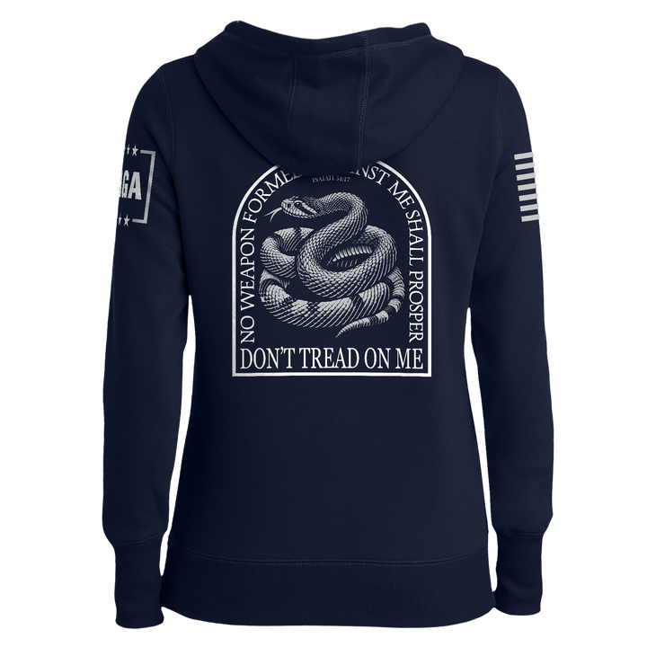 No Weapon Formed Against Me - Don't Tread On Me Ladies Hoodie maga trump