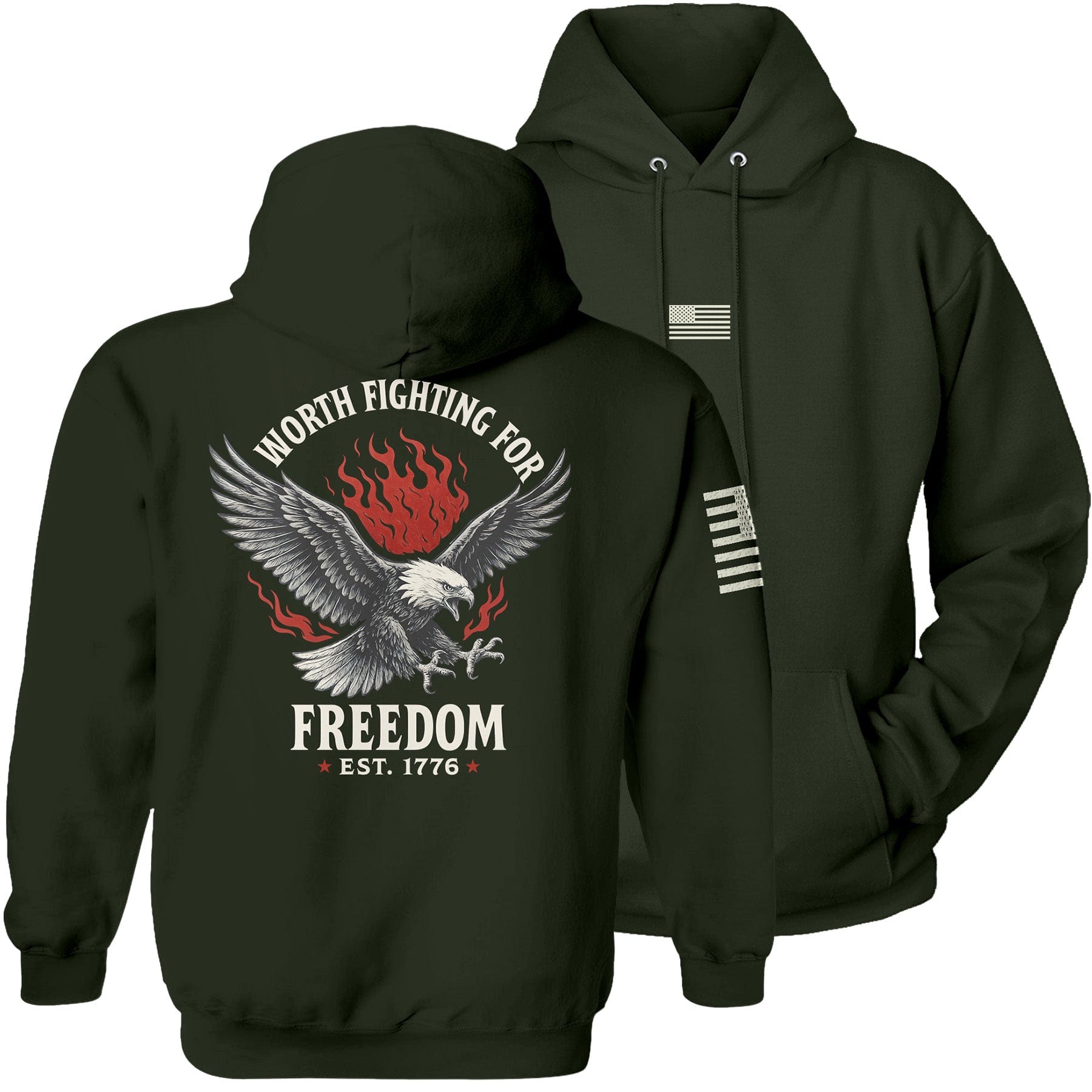 Olive / S Freedom is Worth Fighting For Hoodie maga trump