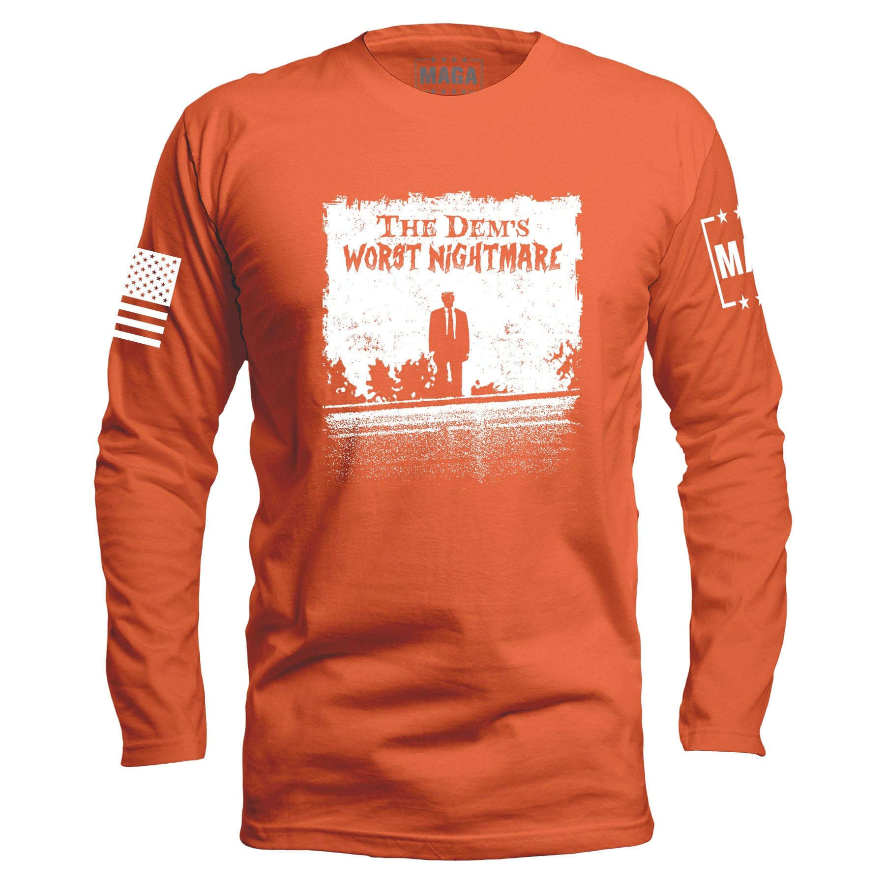 Orange / S The Dems Nightmare Long Sleeve maga trump