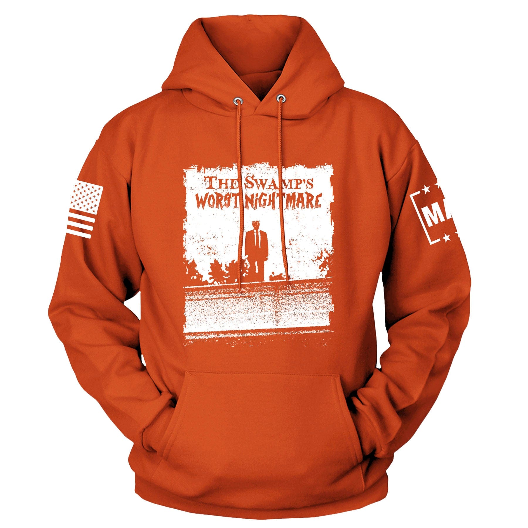 Orange / S The Swamps Nightmare Hoodie maga trump