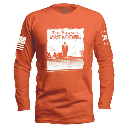 Orange / S The Swamps Nightmare Long Sleeve maga trump